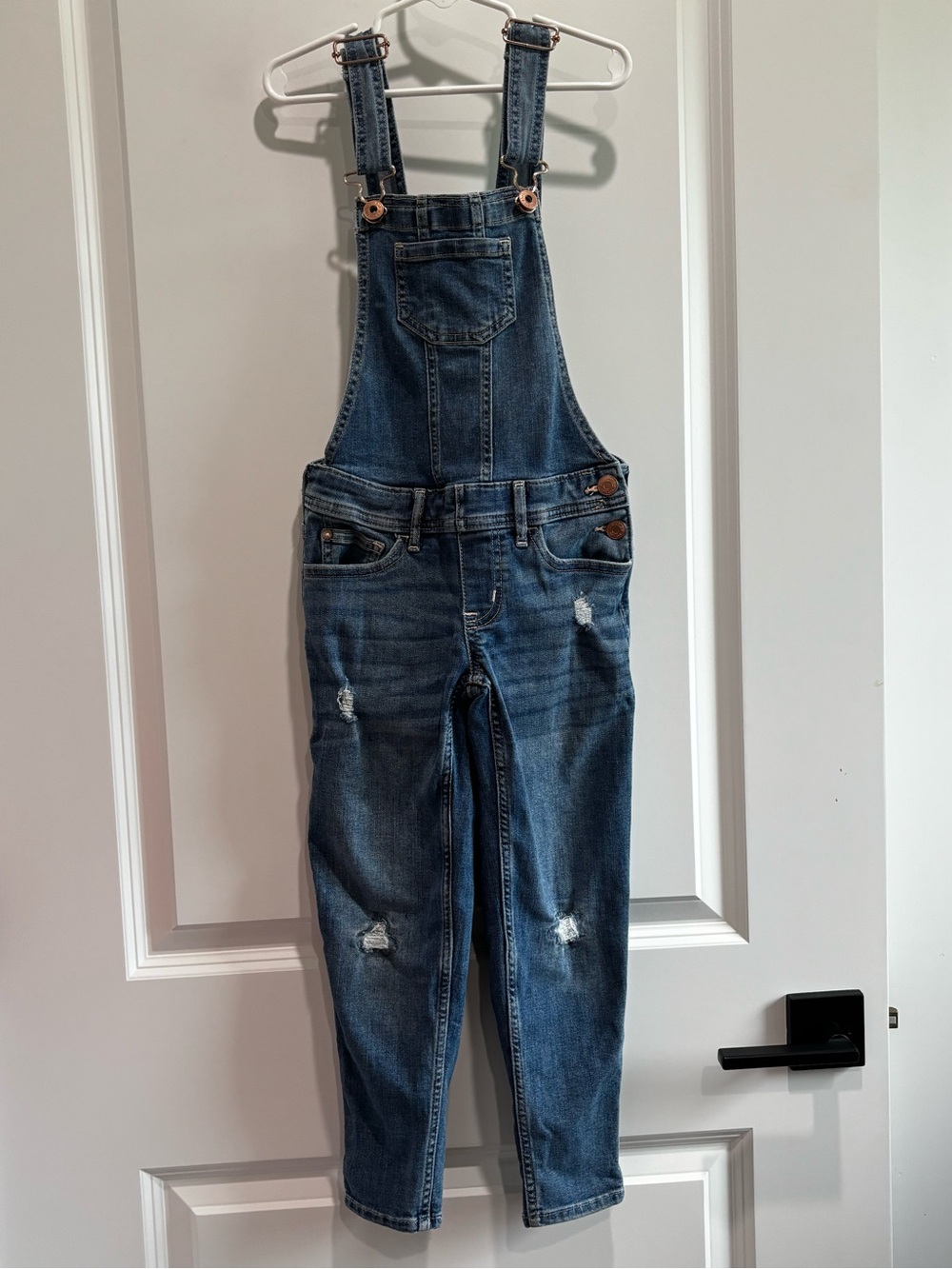 abercrombie kids Blue Distressed Denim Overalls